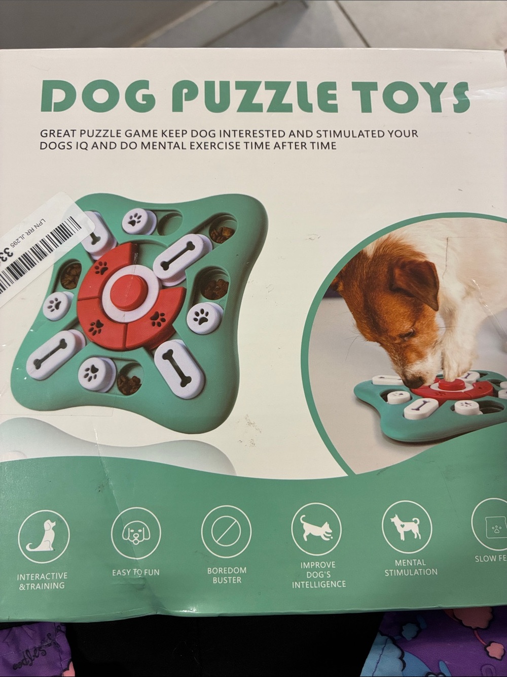 Dog Puzzle Toy Interactive Treat Puzzle - Green & Red